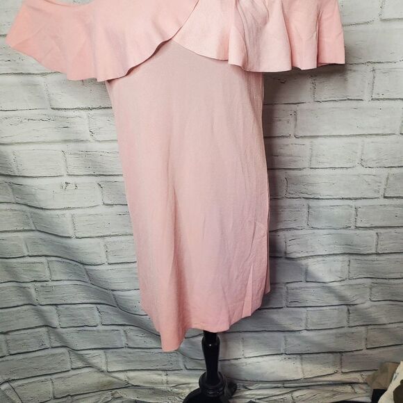 Christian Siriano Pink Cold Shoulder Ruffle Dress Size Large - Picture 5 of 9